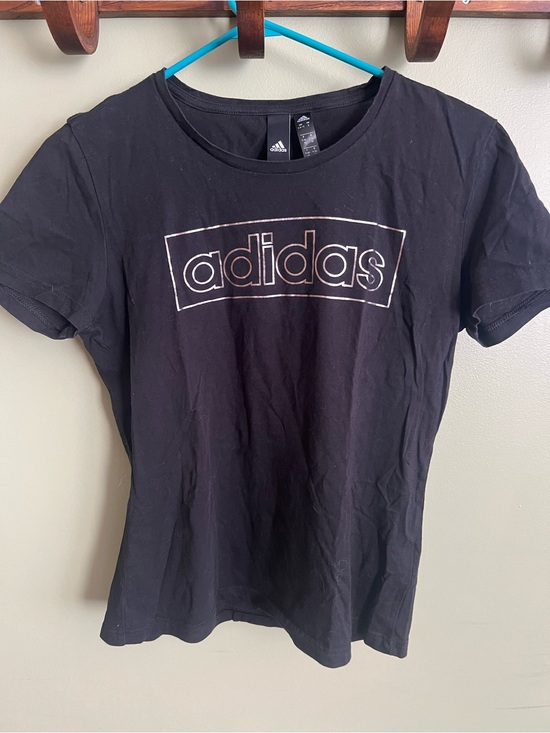adidas Tops - adidas Black Tee with Silver-Outlined Logo